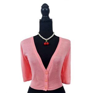 Banned Bobby Cropped Cardigan in Rose Pink